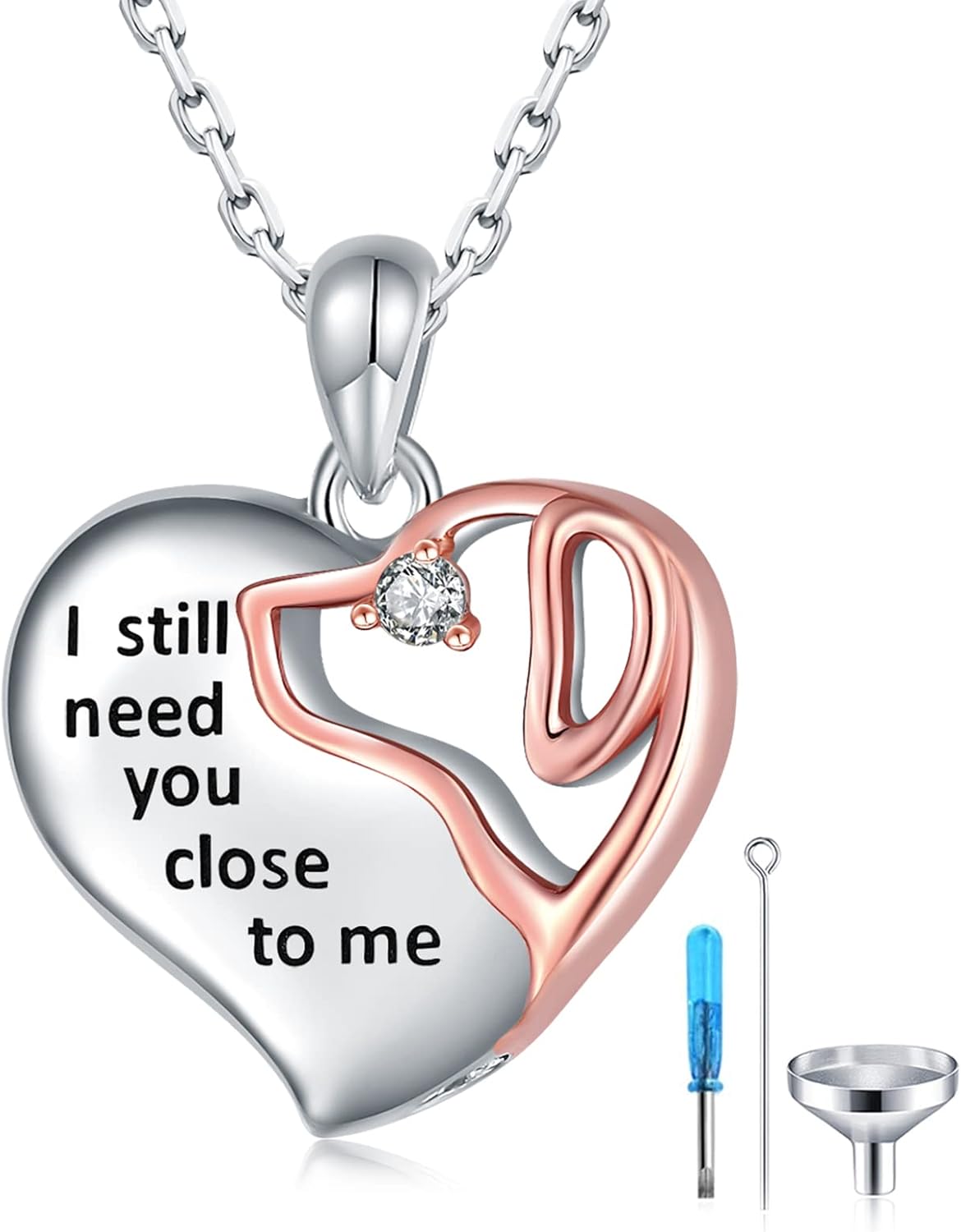 925-Sterling-Silver Cremation Pet Urn Necklace for Ashes for Dog - Heart Urn Dog Necklaces Pet Memorial Keepsake Memory Pendant Jewelry Gifts