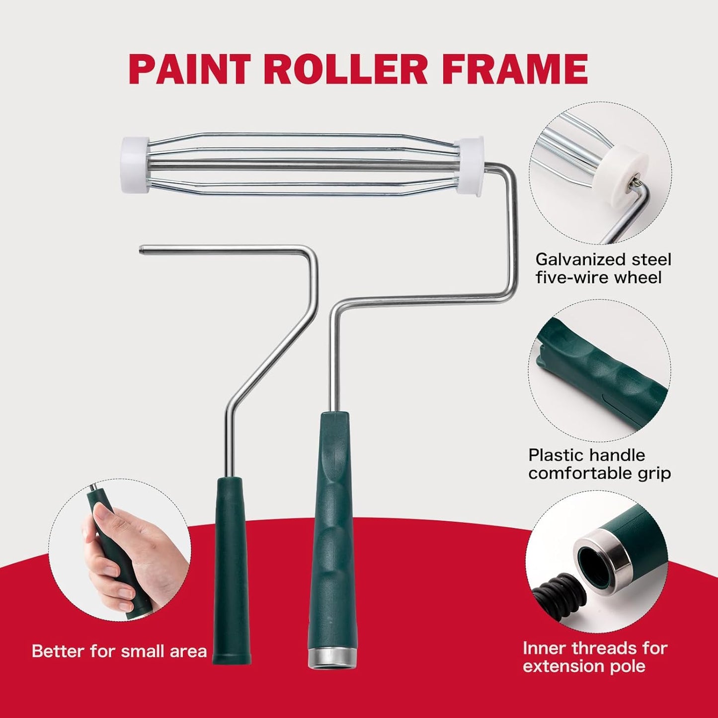 Mister Rui 9" Paint Roller Kit, 20 Piece Paint Brush and Roller Set, 4"9" Microfiber Roller Covers, Painting Supplies for DIY & Professional Painting Projects - Complete Set for Home Improvement