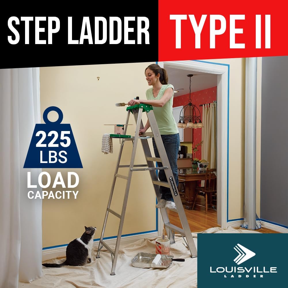 Louisville Ladder 4-foot Aluminium Step Ladder with tool tray, 225-Pound Load Capacity, Type II, AS4004
