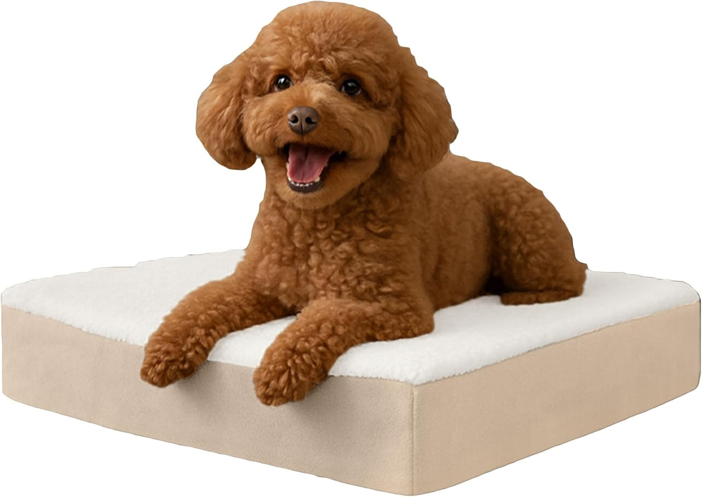 PETMAKER Orthopedic Dog Bed - 2-Layer Memory Foam Pet Bed with Machine Washable Sherpa Cover - 20x15 Pet Bed for Small Dogs up to 20lbs (Tan)