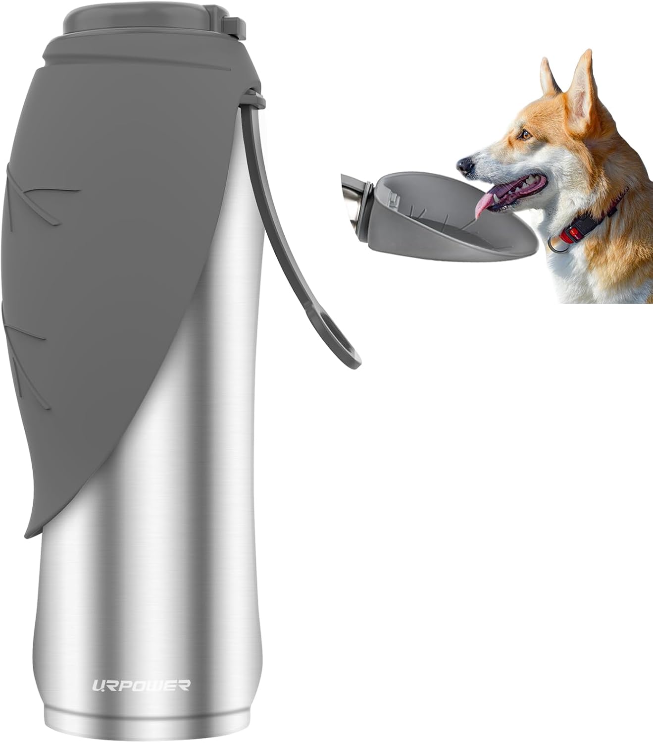 URPOWER 27 Oz Large Dog Water Bottle, Double Wall Insulated Stainless Steel Dog Travel Water Bottle Leak Proof Portable Pet Water Dispenser BPA-Free Drinking Bowl for Dog Outdoor Walking, Hiking