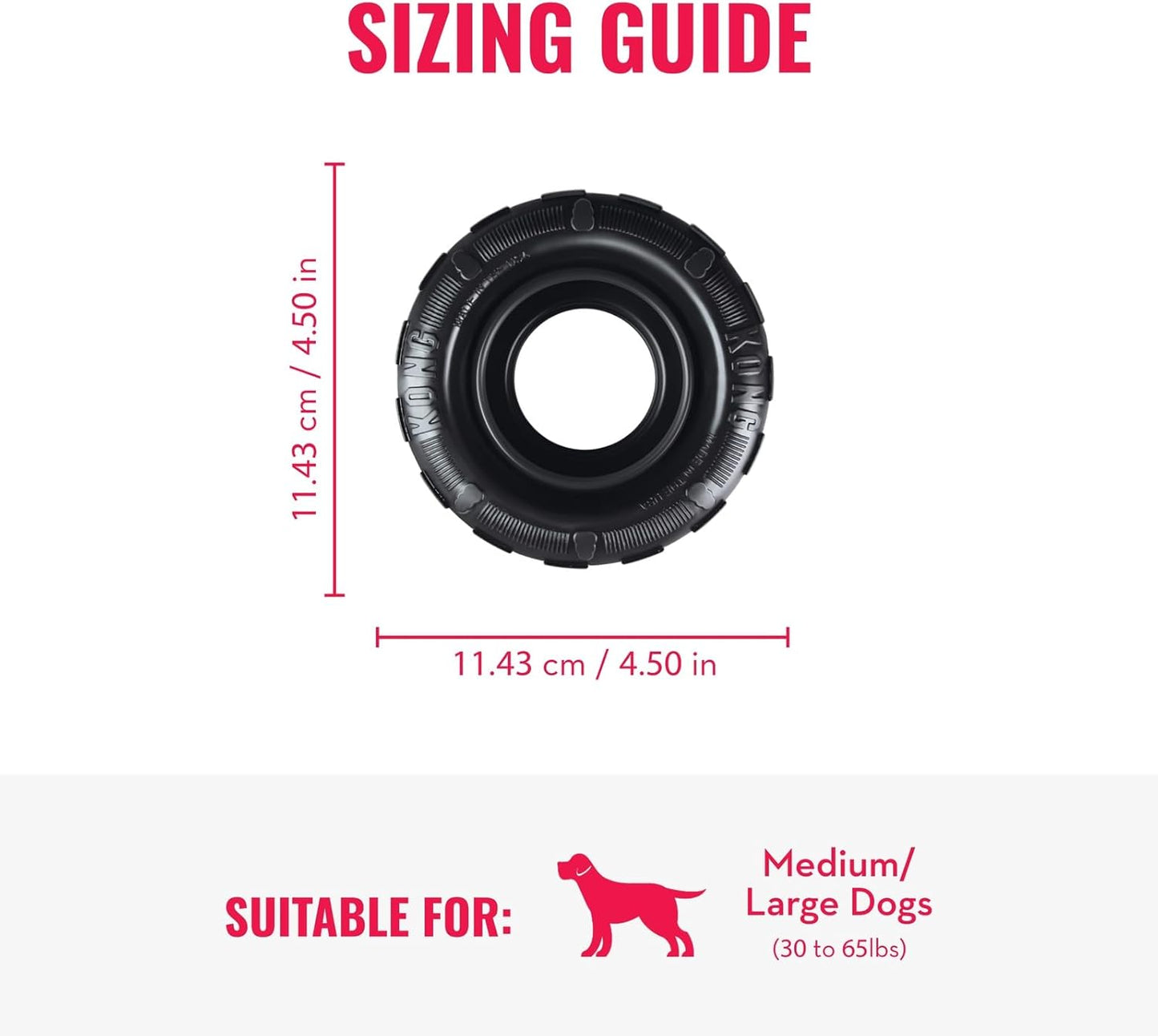 KONG Extreme Tires - KONG's Most Durable Natural Rubber Chew & Fetch Toy - Treat Dispenser Dog Tire Toy - Pet Supplies for Outdoor & Indoor Play - For Medium/Large Dogs