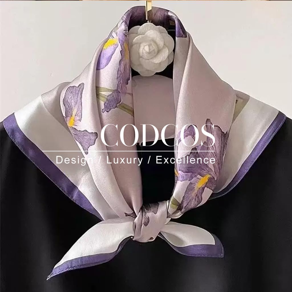 27.5 Inch Silk Feeling Scarf for Women Square Satin Head Scarf Hair Wrap Bandana