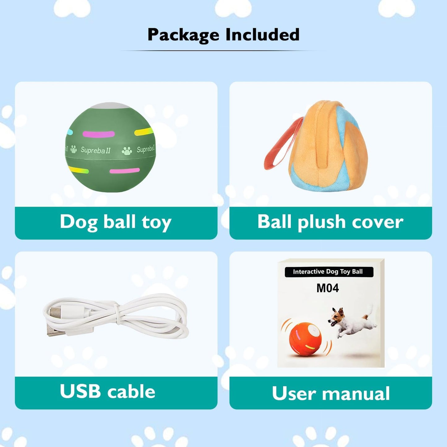 Dog Balls,The 3rd Generation Interactive Toys for Puppy/Small/Medium/Large Dogs,Improved Dog Rolling Effect Tennis Ball with Strap, Tough Motion Activated Automatic Moving Dog Toys (Green)