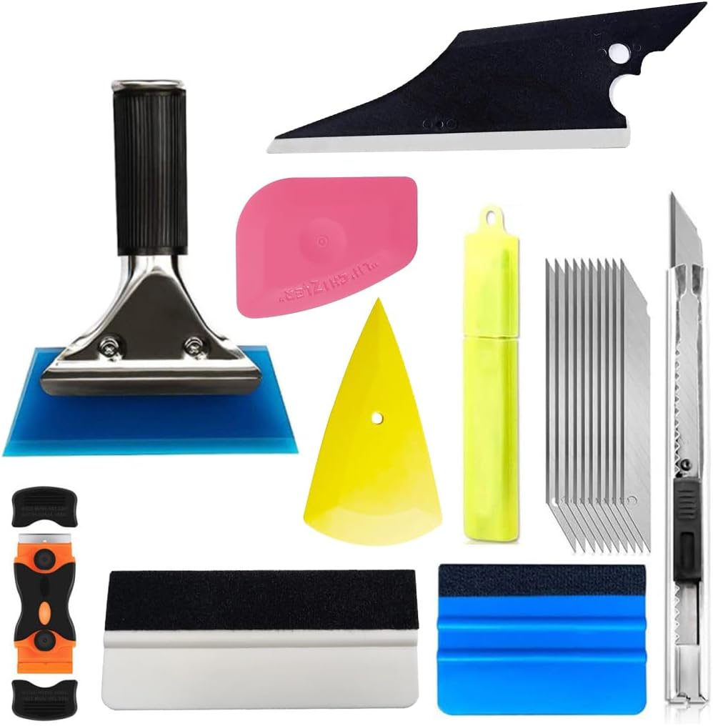 Mandark 18PCS Car Window Tint Kit, Vehicle Glass Protective Film Wrapping Installation Set, Auto Vinyl Wrap Tinting Tools Included Squeegees, Felt Squeege, Cutting Knife with Blades