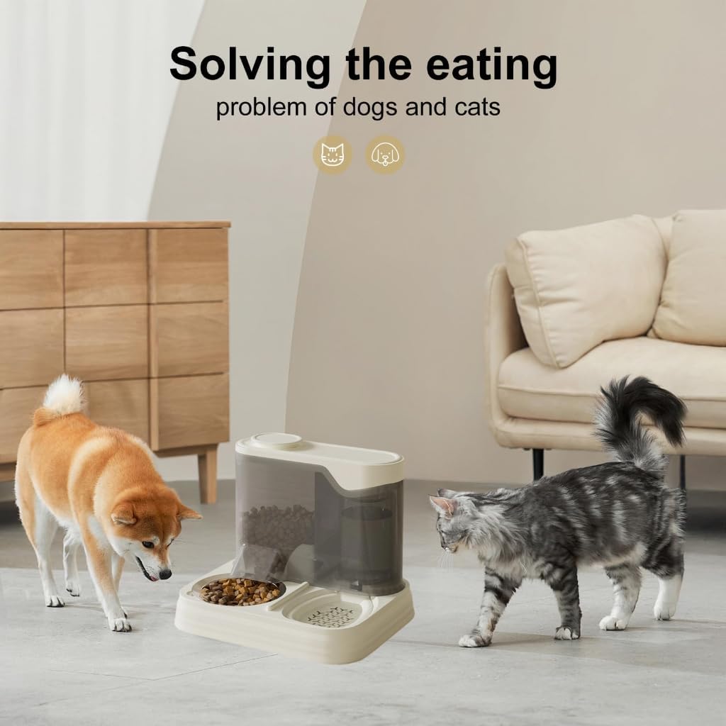 Cats Dog Feeding Station Leak Proof Water Fountains Detachable Dish Anti Slip Base Design