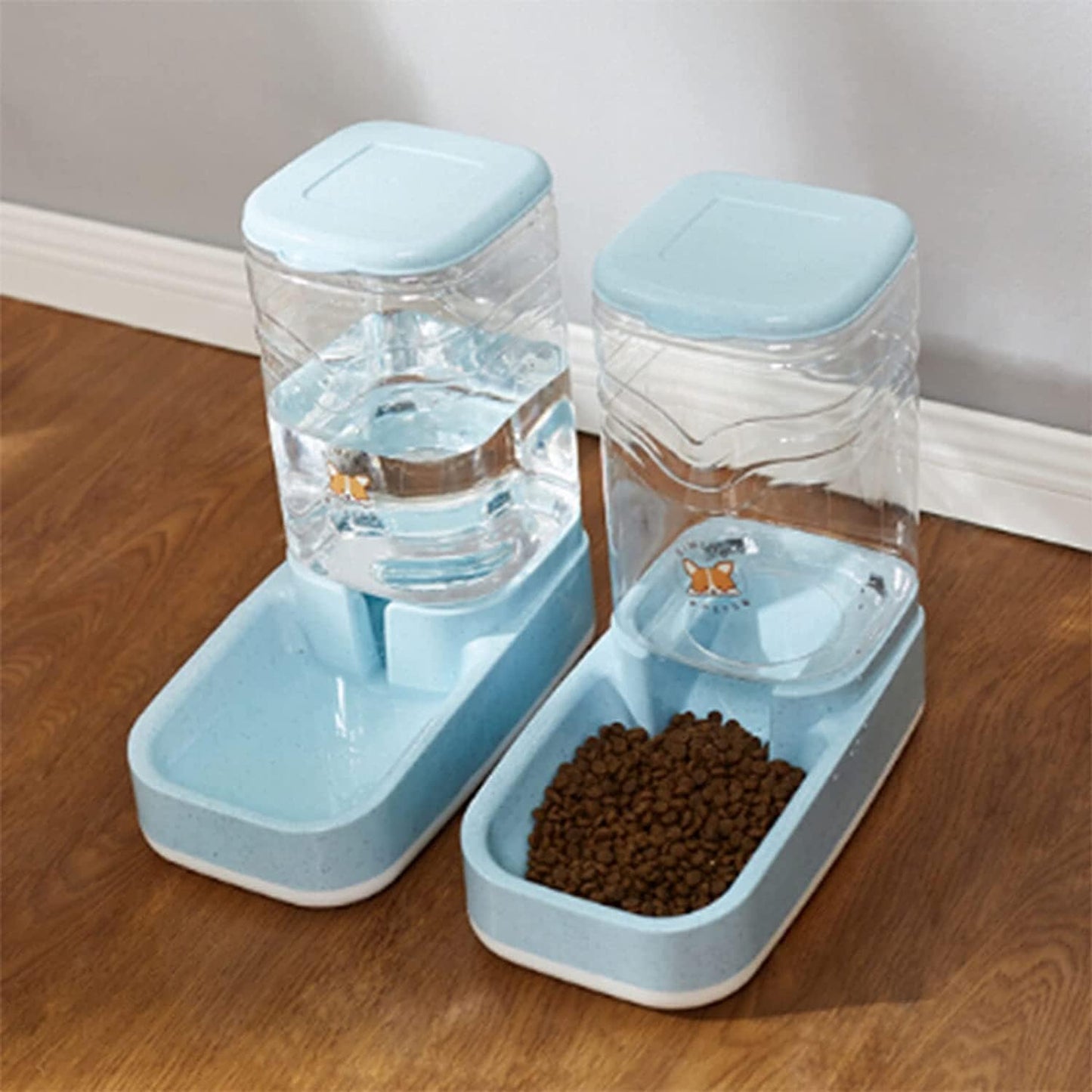 Pet Supplies Cat/Dog High Capacity Feeder and Water Dispenser Set, Unplugged Gravity Pet Feeder,Water Storage Capacity 3.8L, Grain Storage Capacity 3.8L cat Fountain (Water dispensers)