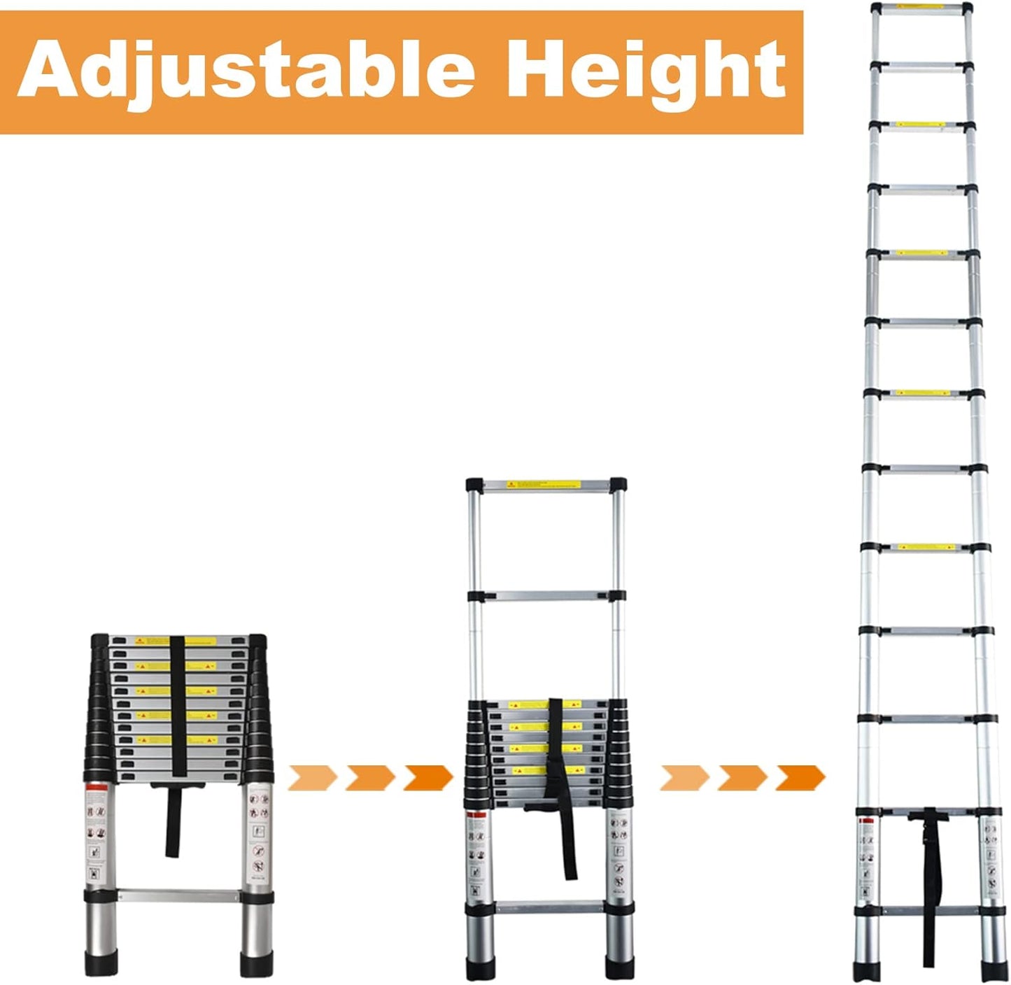 Telescoping Extension Ladder 14.5 FT, Folding Telescopic Aluminum Ladders, Lightweight Collapsible Ladder Step for RV Roof Attic Home, 330 LB Capacity (14.5 FT)