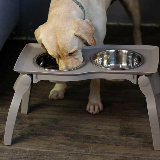 Pets Stand Raised Bowls Dog Food Water Feeder Portable Folding Ceramic Single Double Dish Bowl Adjustable Table Pet Supplies (Color : A) (B)