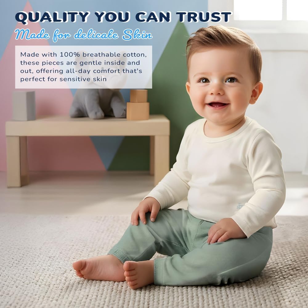 Tommy Bahama Baby 3-Piece 100% Cotton Set - Long Sleeve Shirt, Onesie, and Pants Bundle for Infants and Babies