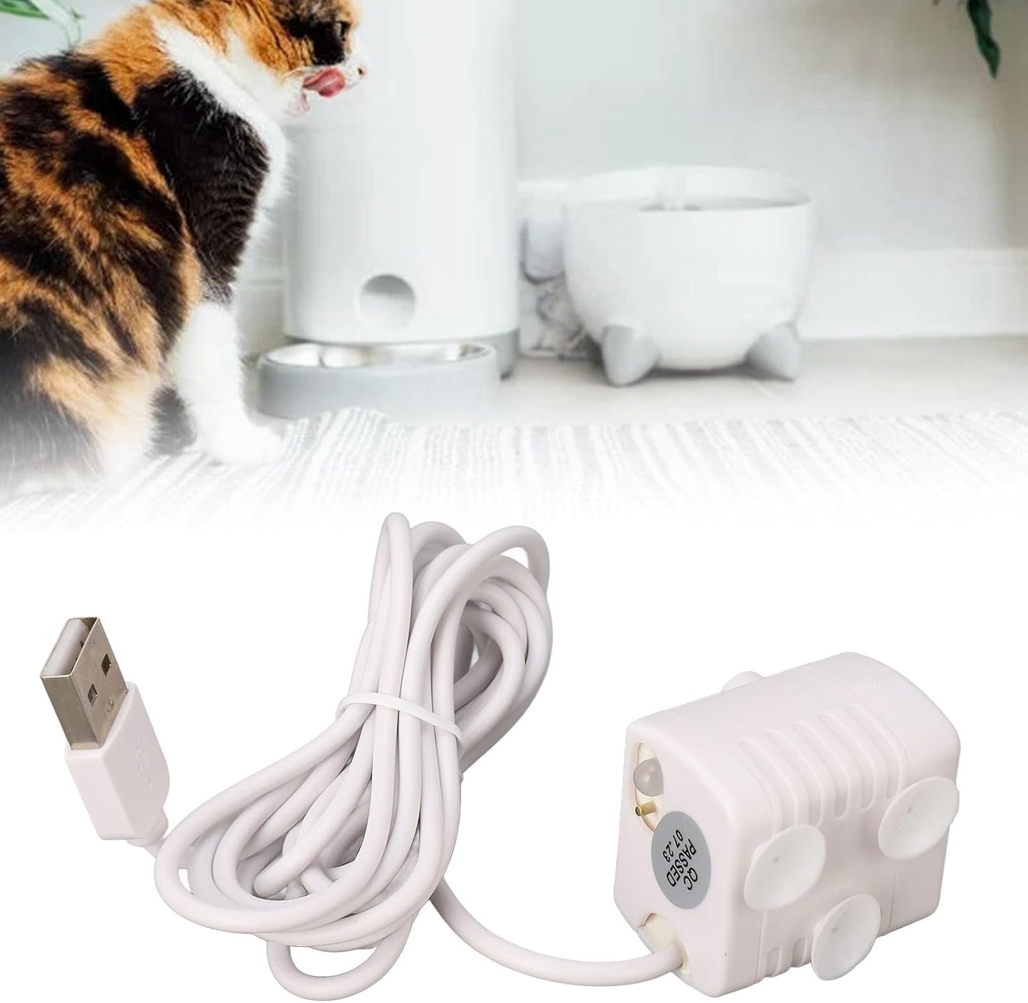POCREATION Pet Water Fountain Pump, Ultra Quiet USB Powered for Cats and Dogs, Adjustable Flow 5V Low Noise Fountain Replacement Motor