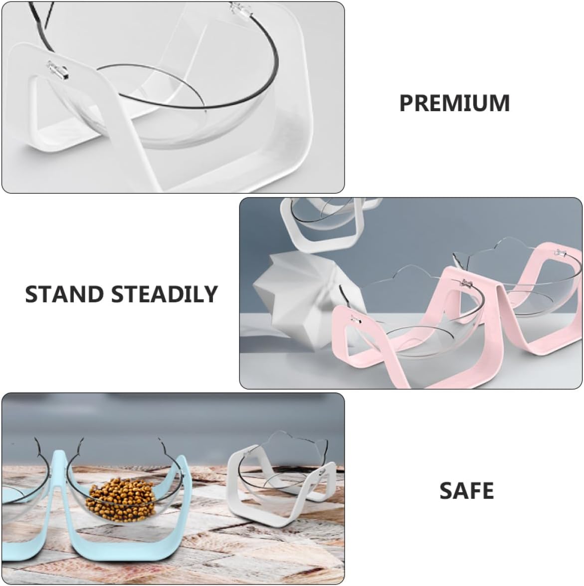 Milisten Tilted 15-Degree Cat Feeding Bowl White, Elevated Pet Water and Food Feeder, Neck Protection Design for Cats