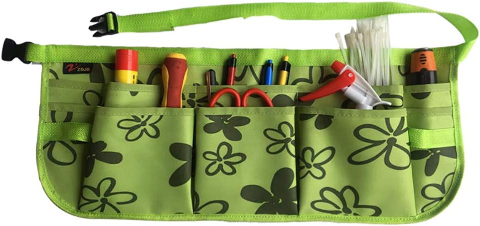 zojo Heavy Duty Waxed Canvas Work Apron with Tool Pockets (Small Size, Flower Print)
