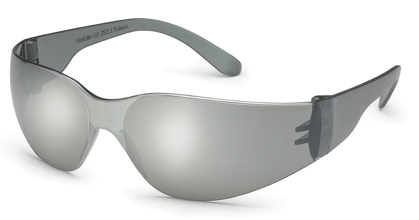 Gateway Safety 468M UL-Certified StarLite Safety Glasses, Silver Mirror Lens, Gray Temple (Pack of 10)