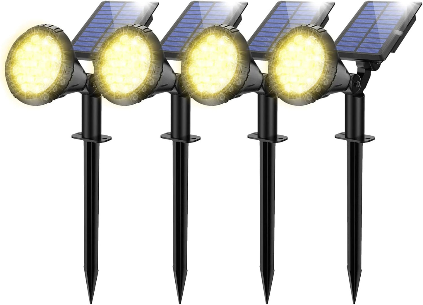 Solar Spot Lights for Outside, 21 LED Outdoor Solar Lights for Yard, 4 Pack Solar Spotlights Waterproof Auto On/Off for Landscape, Wall, Garden, Pool, Tree, Pathway and Driveway(Warm White)