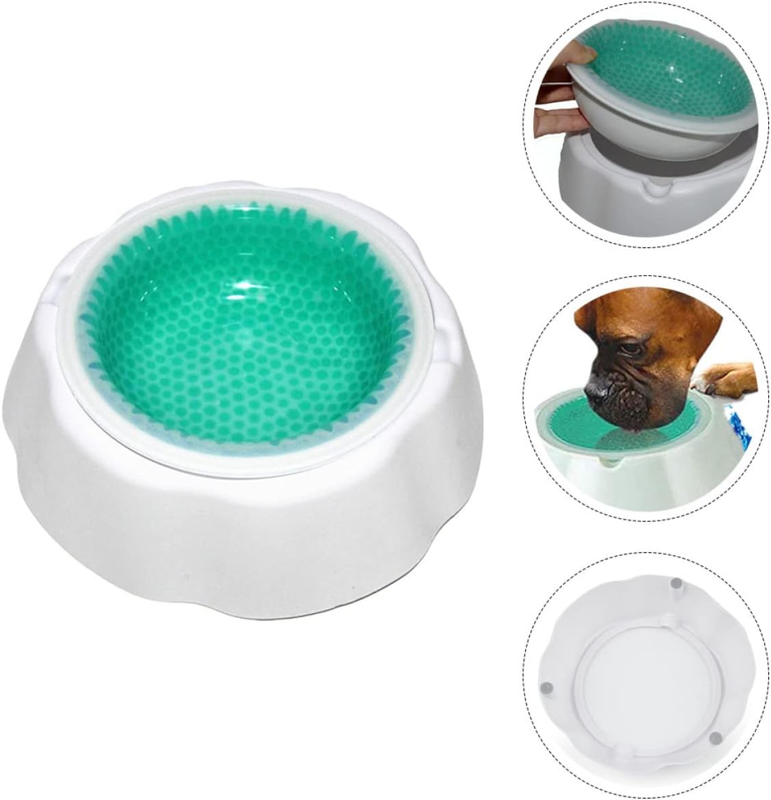 BESPORTBLE Pet Cooler Bowl with Condensate Beads Design for Dogs and Cats Easy to Clean Indoor Water and Food Dish with Smooth Surface