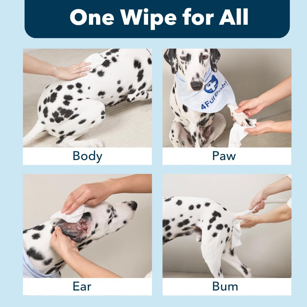 Dog-Wipes-for Paws and Butt - 8" x 8" Hypoallergenic, Hydrating Pet Grooming Wipes for Dogs Cats Cleaning Deodorizing (Unscented, 100 Count)