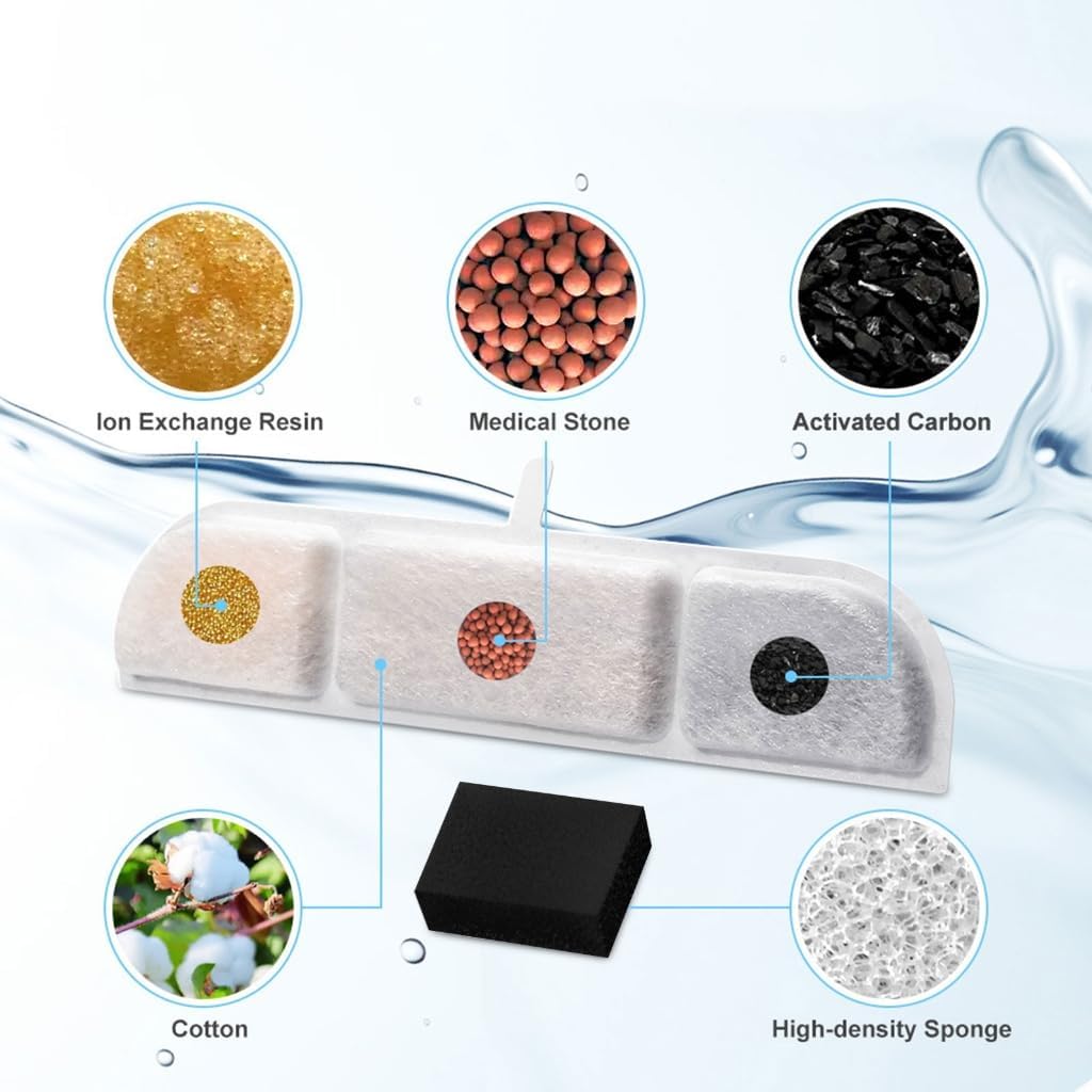 6PCS Cat Fountain Filter Sponges Dog Water Dispenser Filtration System Filters