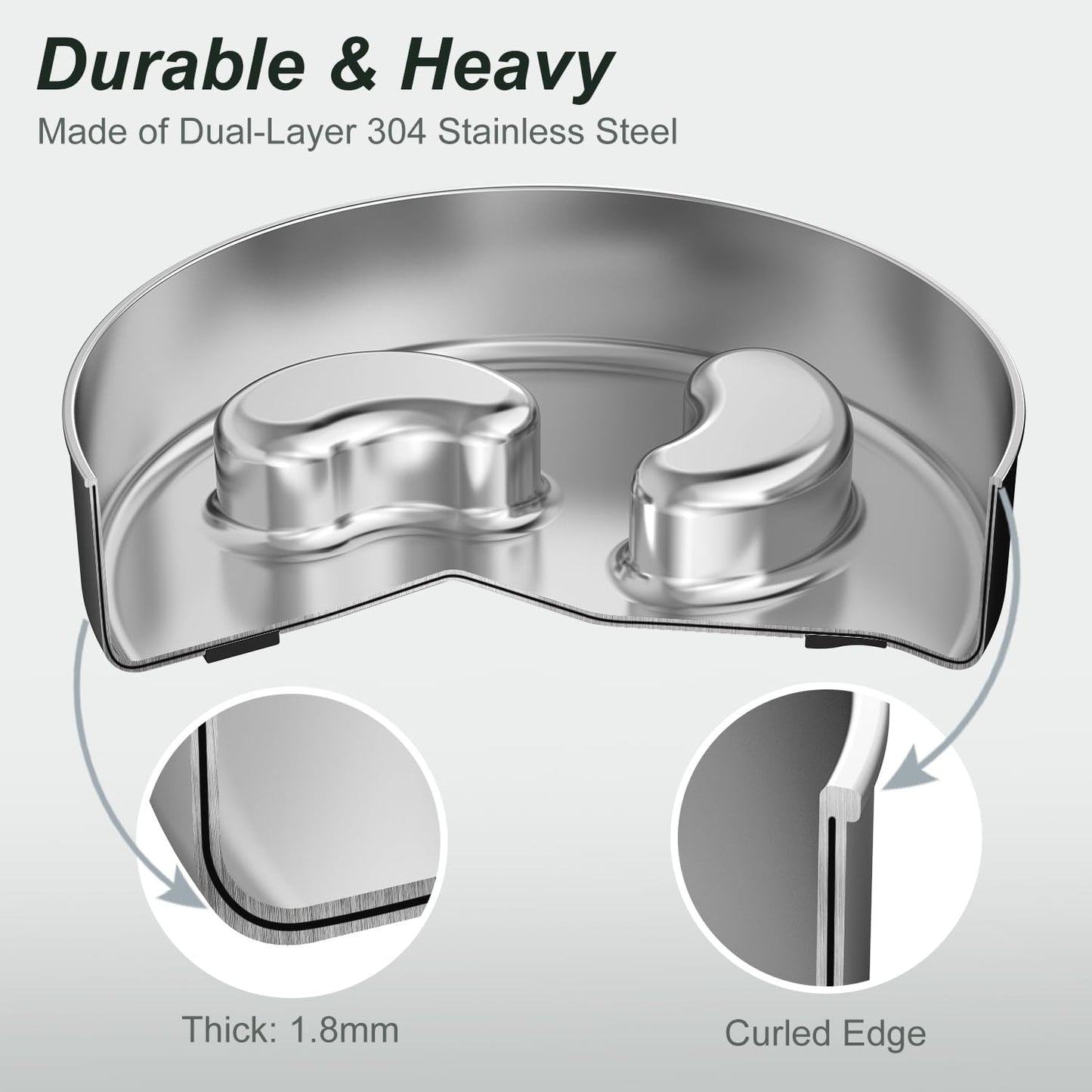 Slow Feeder Dog Bowl-1.5Cups for Small Breeds, Dual Wall Stainless Steel Maze Bowl, Non-Slip Base, Food-Grade Metal Dog Dish to Slow Eating