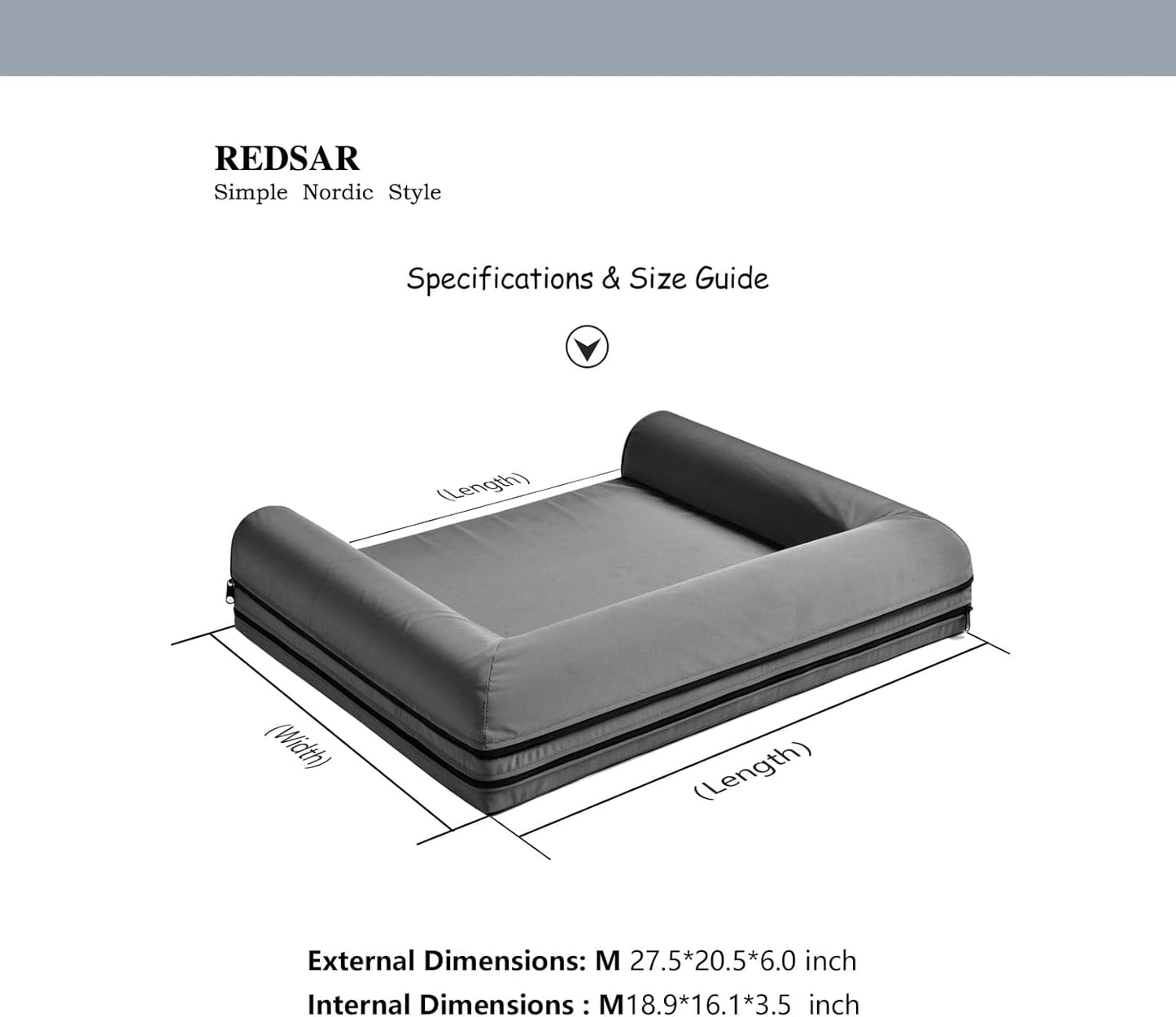 Dog Bed, Waterproof & Scratch-Resistant Puppy Mat for Small Dogs/Cats, Washable Pad Sofa Pet Bed with Removable Cover (Medium Size Grey)