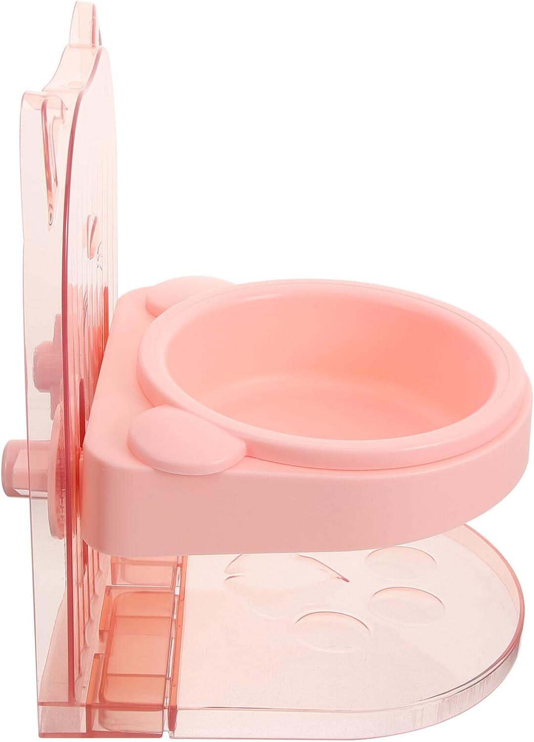 Elevated Cat Food Bowl and Water Dish, Plastic Raised Pet Feeding Station for Indoor Cats and Small Dogs, Pink Puppy Bowls with Anti-Spill Design for Neck Support