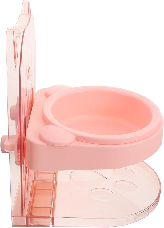 Elevated Cat Food Bowl and Water Dish, Plastic Raised Pet Feeding Station for Indoor Cats and Small Dogs, Pink Puppy Bowls with Anti-Spill Design for Neck Support