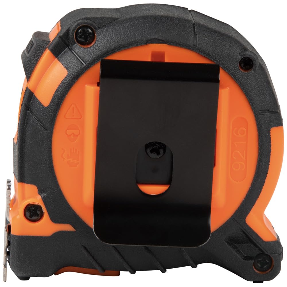 Klein Tools 9216 Tape Measure, Heavy-Duty Measuring Tape with 16-Foot Double-Hook Double-Sided Nylon Reinforced Blade, with Metal Belt Clip
