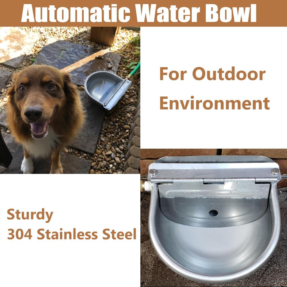 Stainless Steel Livestock Water Bowl with Float Valve Tank,Automatic Farm Water Bowl for Horse, Cow, Goat, Sheep, Dog Drinking Waterer