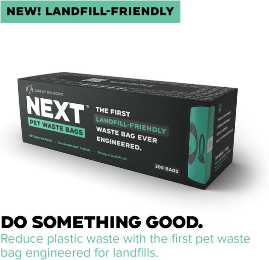 Doggy Do Good Next Pet Waste Bags, Landfill Friendly Recycled Plastic Unscented Dog Poop Bags for Dogs, Thick & Leakproof, Strong, Earth Friendly Poop Bags, 300 Count