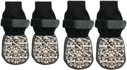 Anti-Slip Dog Socks for Hardwood Floors, Paw Protectors for Small to Large Dogs,Adjustable Non-Slip Dog Shoes with Traction Sole, Breathable & Washable Paw Protection for Indoor Outdoor Use(M:8Socks)