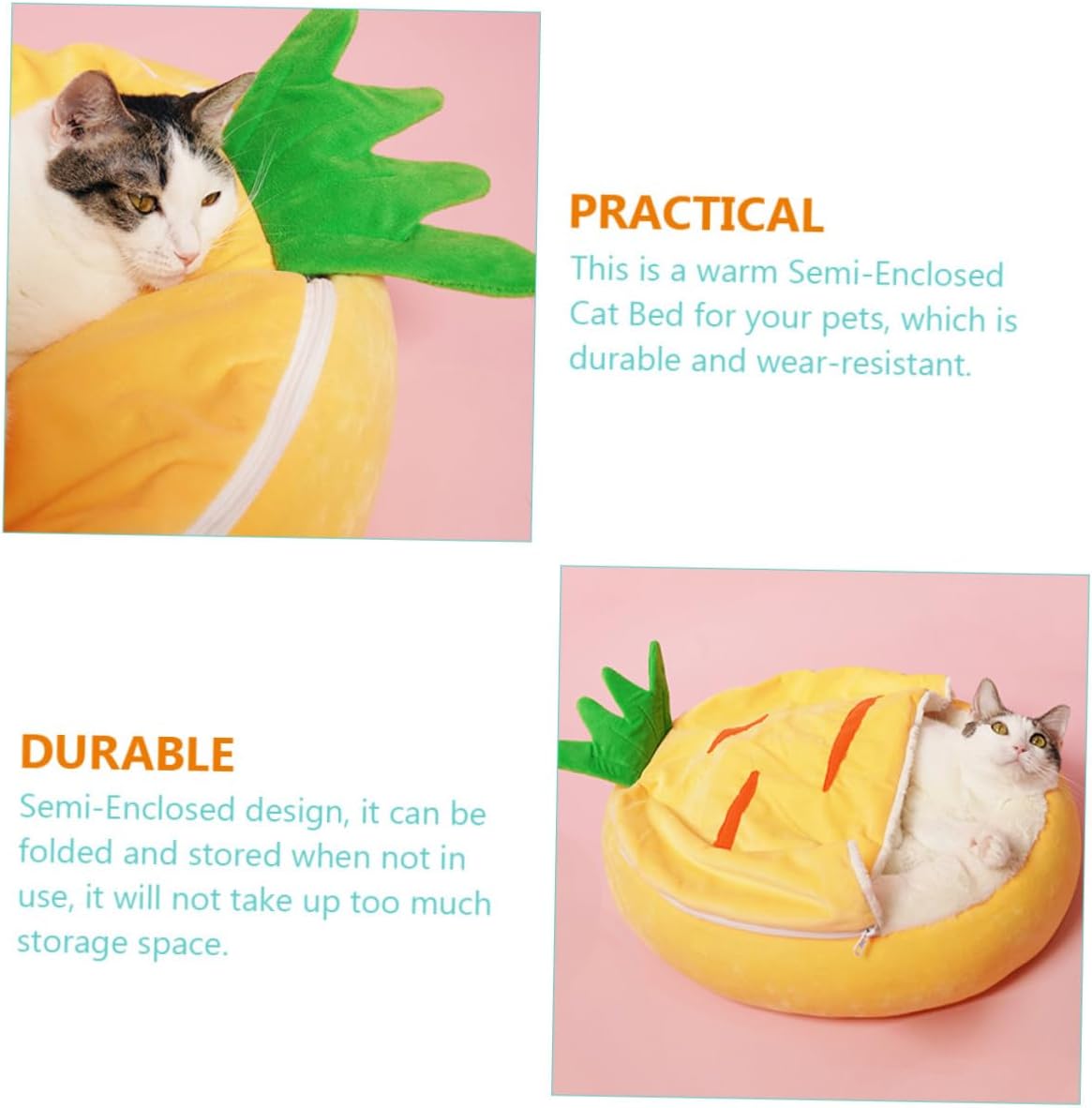Milisten Semi-Enclosed Cat Nest Warm Sleeping Bed with Removable Washable Cover Breathable Wool Pet Cushion for Indoor Cats Suitable for Winter and Deep Sleep