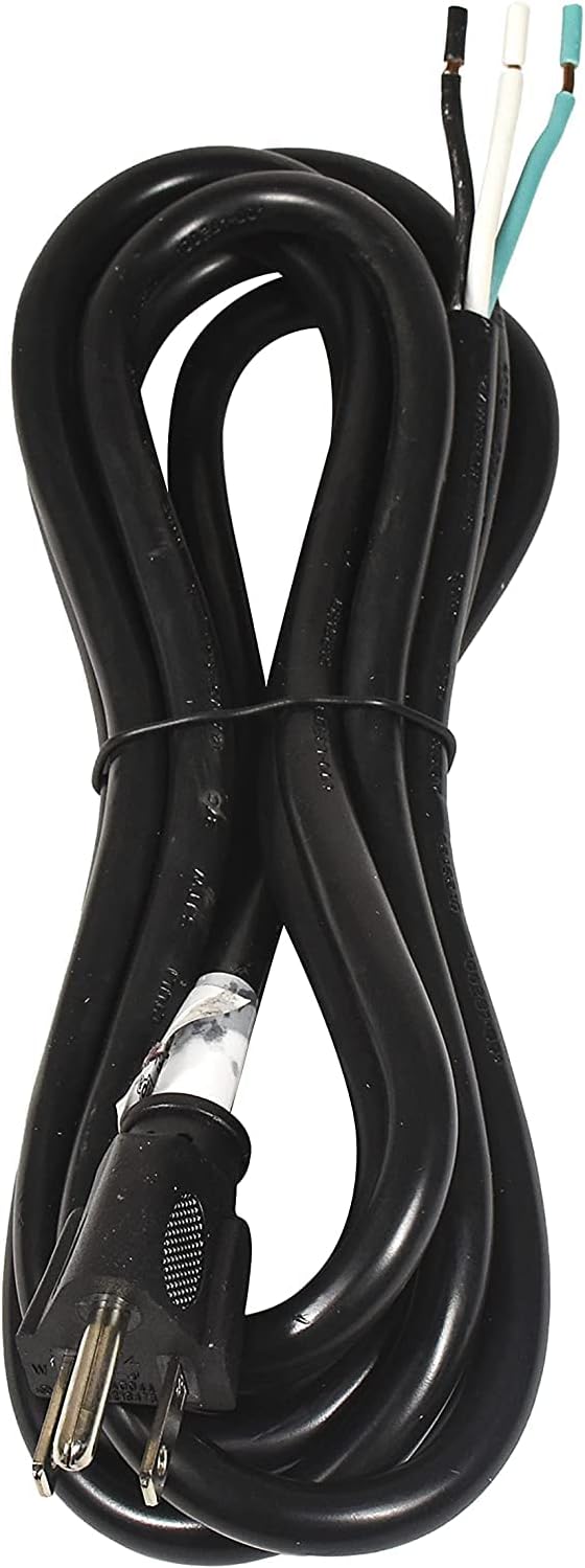 HQRP 10ft 14-Gauge 3-Prong 14/3C Heavy Duty Replacement Power Supply Cord Cable 110V 115V 120V Pigtail for Universal AC Appliance and Power Tool, NEMA 5-15 Plug US SJT 14-AWG 15A, UL Listed