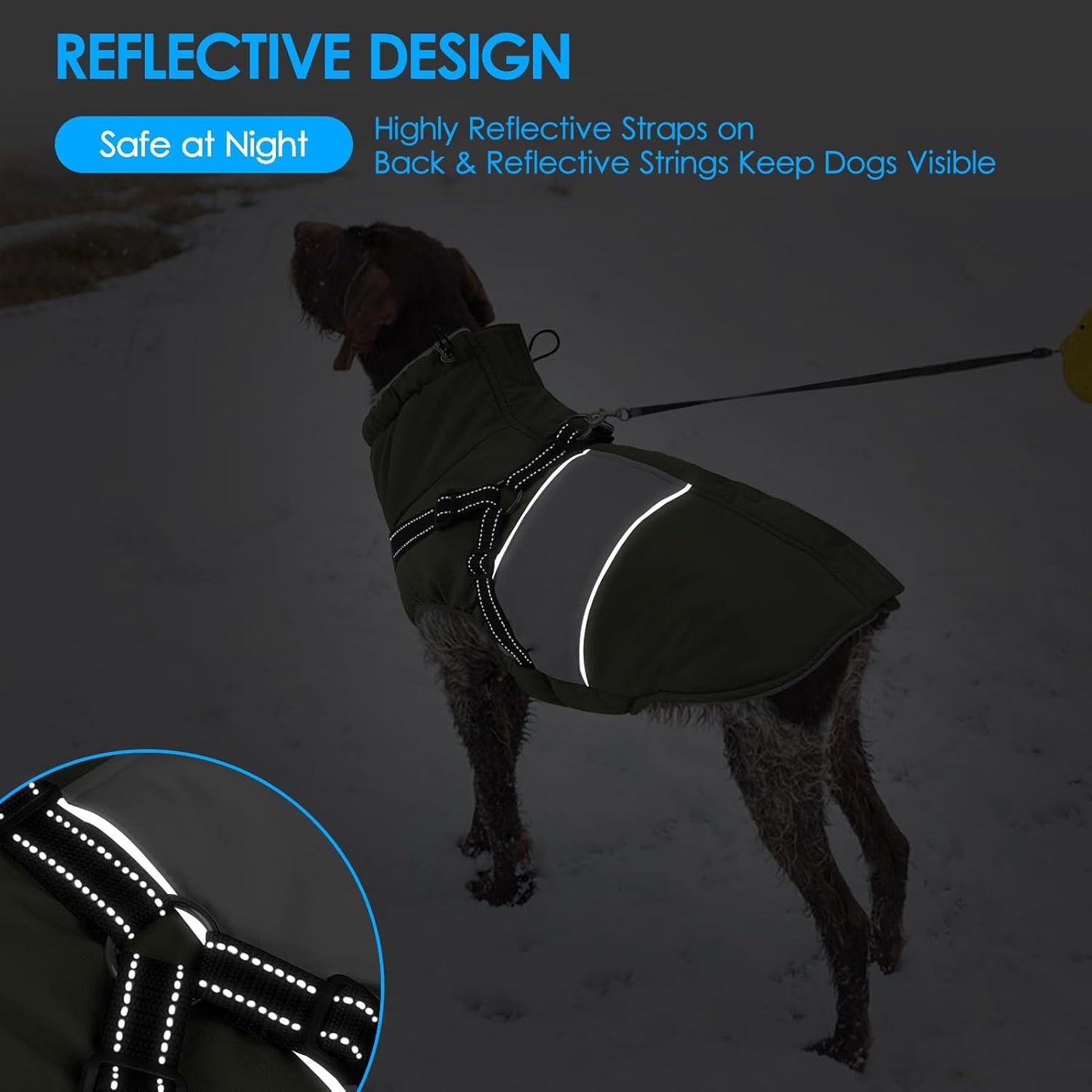 KOESON Dog Coat, Windproof Dog Winter Coat with Harness Built in for Extra Large Dogs, Waterproof Reflective Pet Snow Jacket with Warm Fleece Lining for German Shepherd, Labrador Retriever