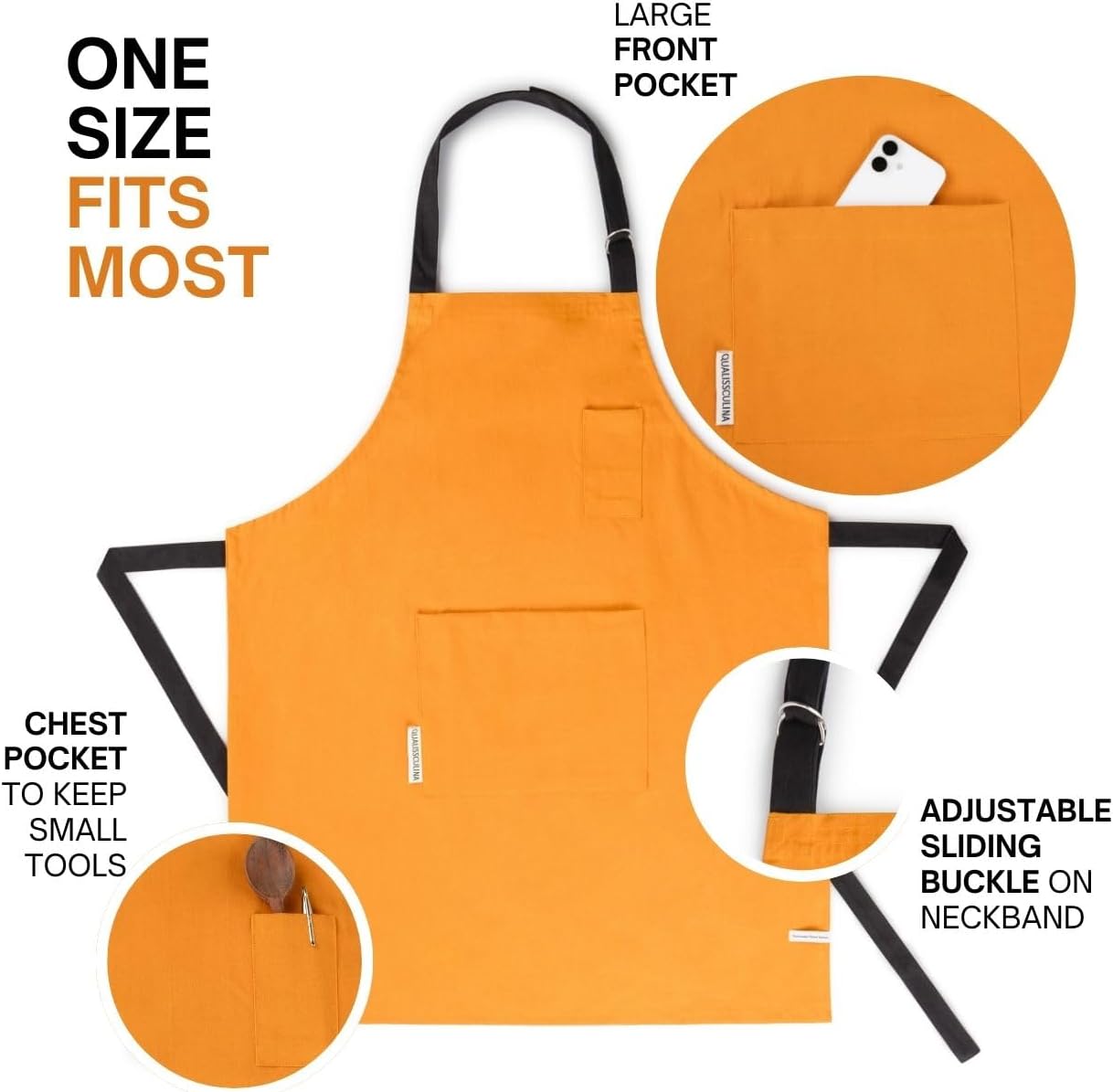 Cotton Canvas Apron for Women & Men – Adjustable Neck Strap & Waist Ties with Pockets