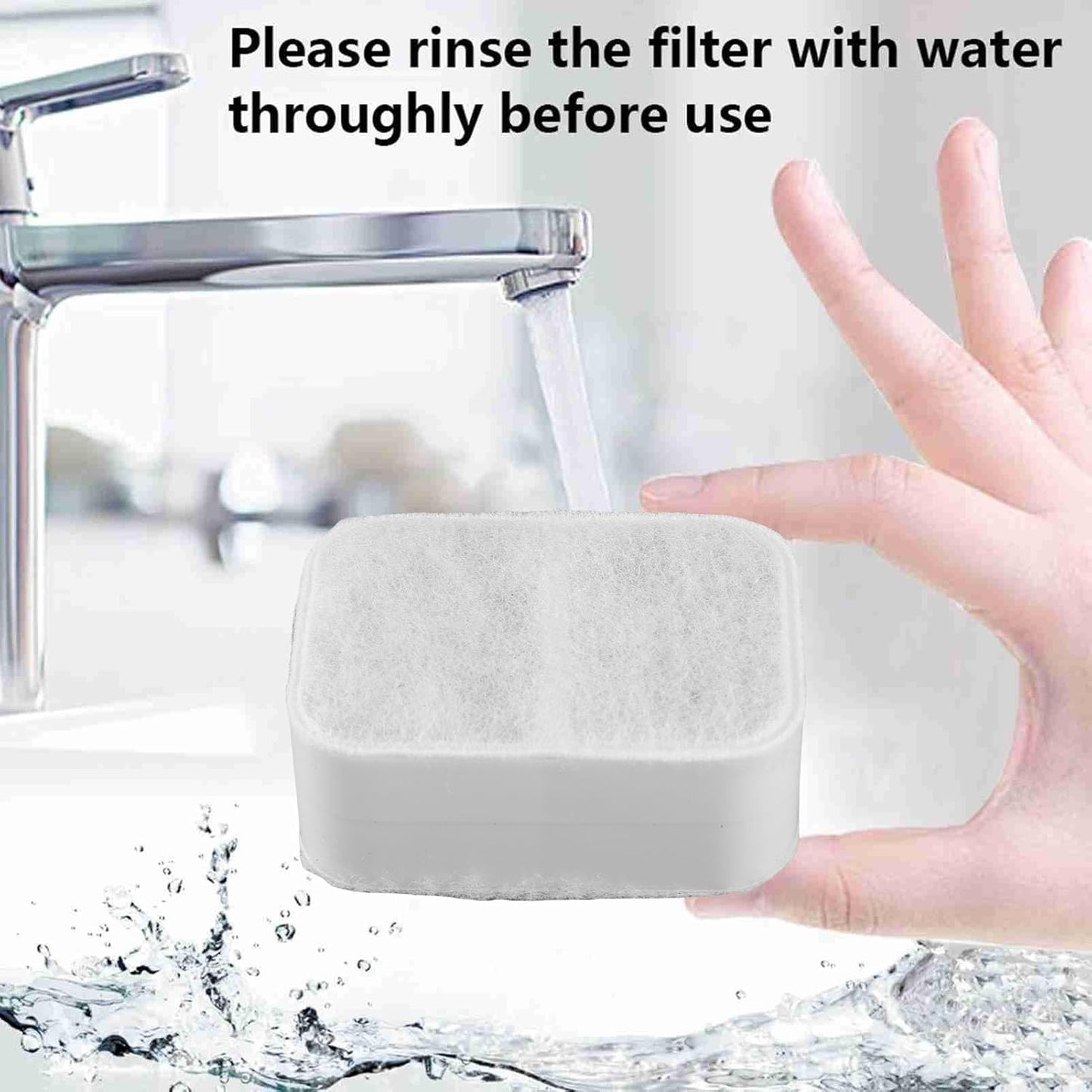 Cat Water Fountain Filters, 4Pcs Pet Water Fountain Replacement Filters Premium Activated Carbon and 1Pcs Foam Filters for Ceramic Cat Water Fountain Drinking Water Fountain Keep Water Fresh