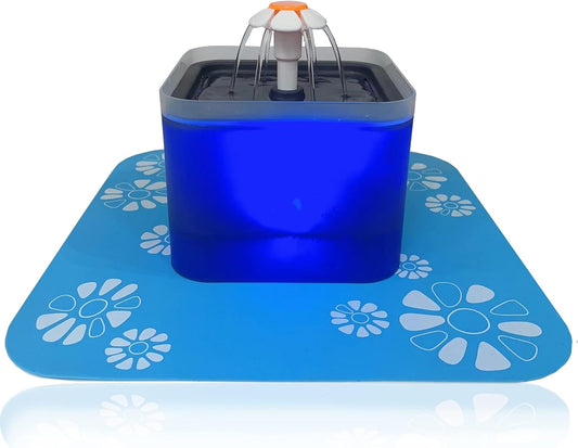 Cat Water Fountain, Cubic 67oz/2L Automatic Pet Water Fountain with Silicone Mat, Ultra Quiet Cat Water Dispenser with LED Light & Adapter for Cats Dogs Pets
