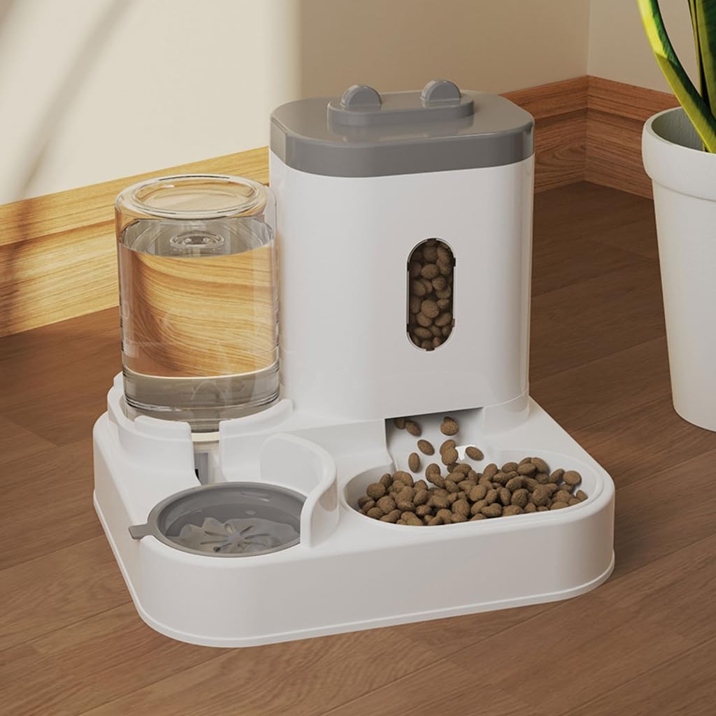 Large Dog Bowl Cats Food Bowls 2 in 1 Pet Feeders with Water Fountain Feeder and Waterer Food Container Supplies
