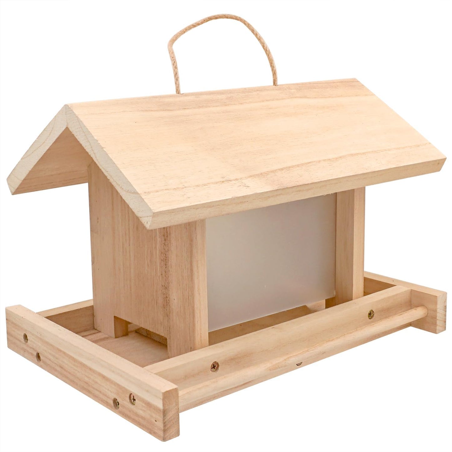 Hanging Wooden Bird Feeder Outdoor Large Capacity Wood Birdfeeder for Feeding Outside Garden Wild Birds Finches Robin Sparrow Blue Jay Chickadees