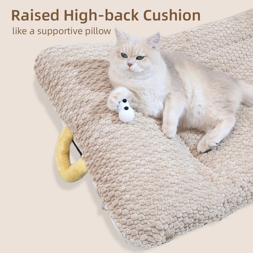 Washable Dog Bed Mat, Soft Dog Cushion with Side Zip, Anti-Slip Cat Bed Pad with Bolster Around, Pet Sleeping Mat for Cat, Small, Medium Dogs, Dryer Friendly (29.5 * 21.6in)