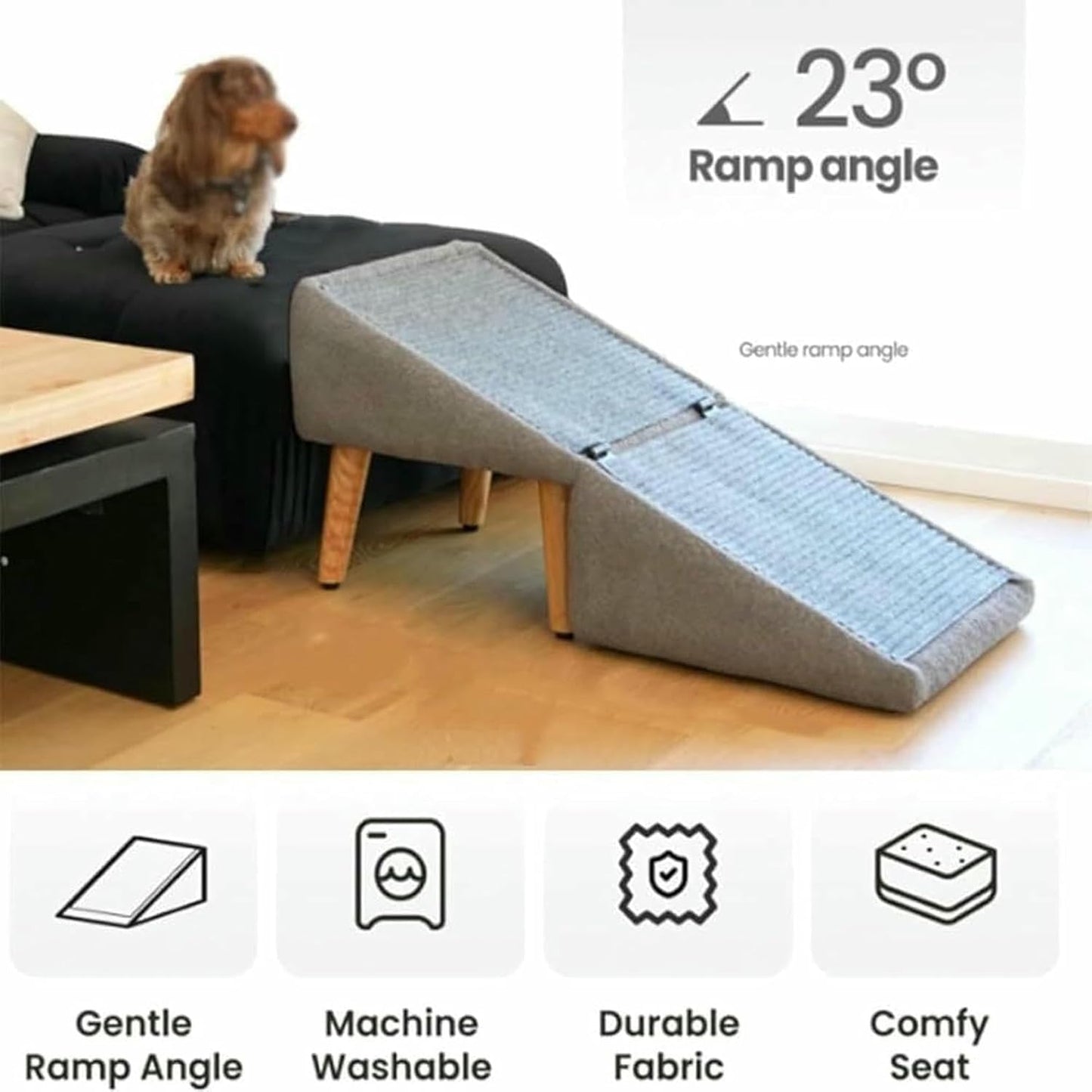 Dog Ramp Ottoman,Split Ottoman Dog Ramp,Upgraded Cat Scratcher,2-in-1 Convertible Wooden Home Step Stool,A Non-Slip Mat for Small Dogs and Cats
