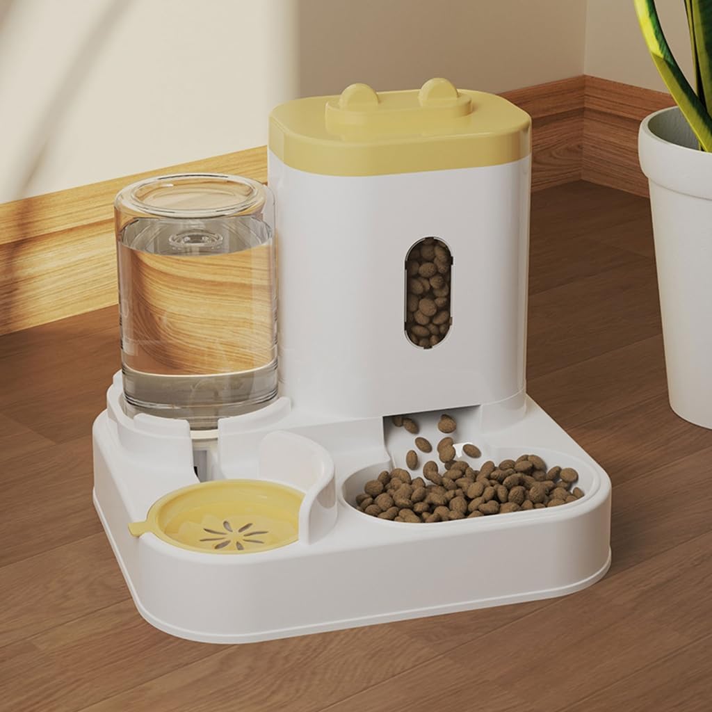 Large Dog Bowl Cats Food Bowls 2 in 1 Pet Feeders with Water Fountain Feeder and Waterer Food Container Supplies
