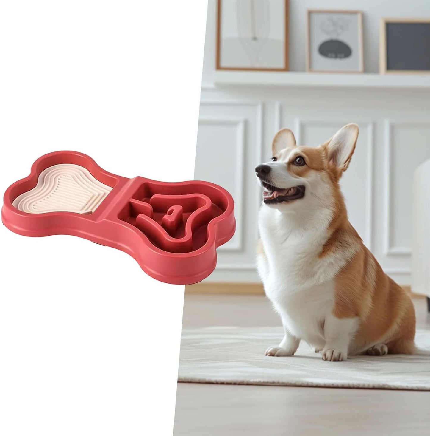 Dog Food Bowls - Puppy Feeder, Gentle Puzzle, Feeding Supplies with Durable Feature, Portable Dish with Practical Detail, Bowl, Pet Home Travel Indoor Outdoor for Training Eating