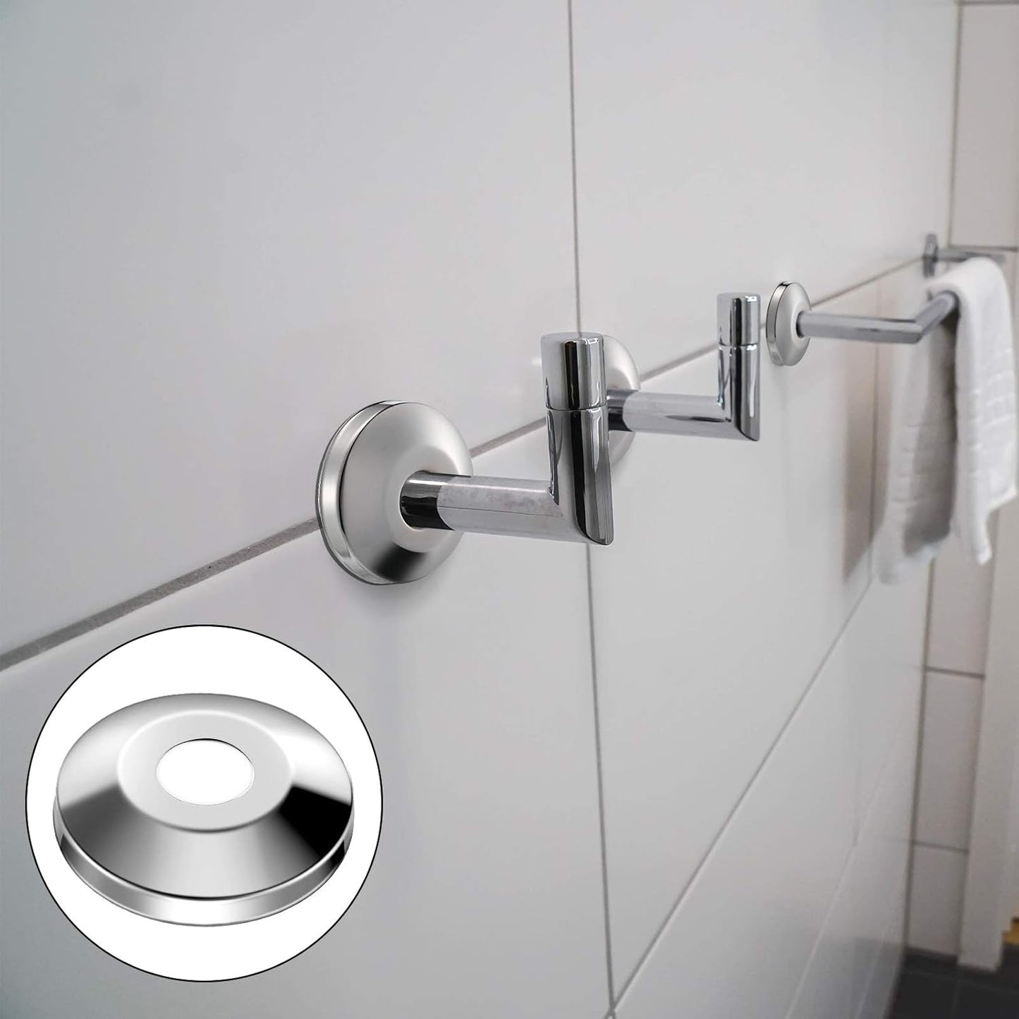 Honoson 12 Pieces 1/2 Inch Escutcheon Plates Pipe Covers Chrome Plated 304 Stainless Steel Escutcheon Flange Plumbing Cover Plates for 5/8 Inches OD Copper, PEX, PVC Pipe Wall Covers