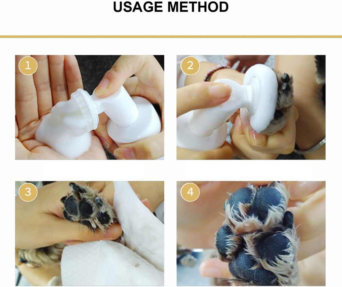 2 Pack Pet Paw Cleaner for Dogs & Cats, Waterless Foam with Silicone Scrubber, Dogs Cats Feet Paw Cleaner