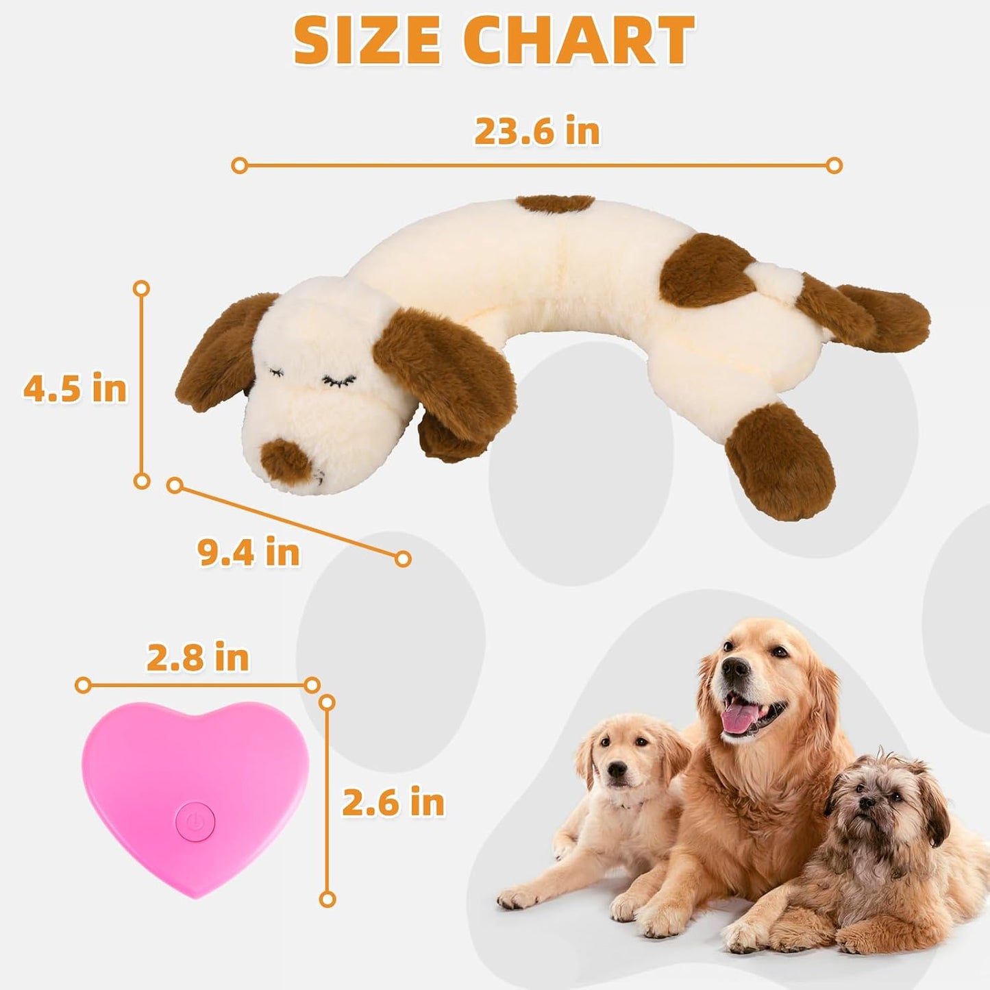 KOOLTAIL Heartbeat Puppy Toy for Dogs, Calming Comfort Cuddler Pillow Anxiety Relief & Sleep Aid, Ultra-Soft Plush Breathing Stuffed Animal Enrichment Toy, Crate Kennel Training Essential for Puppy