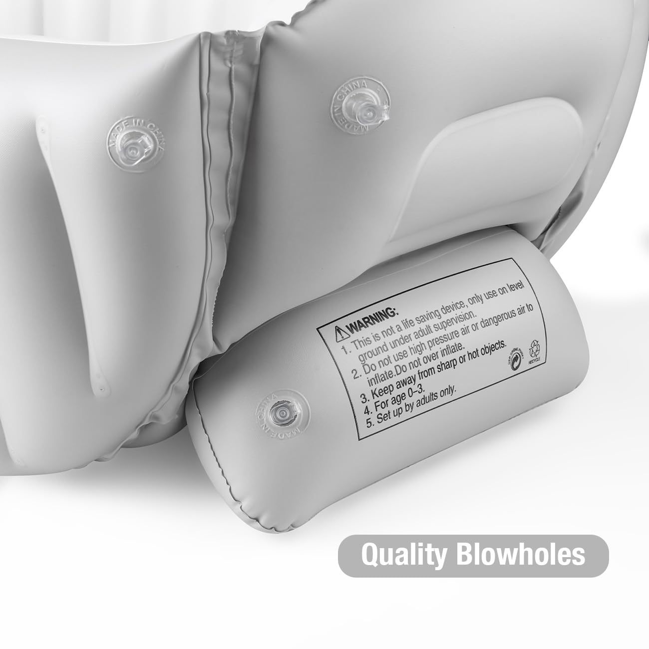 PandaEar Inflatable Baby Bathtub with Air Pump, Non-Slip Soft Cushion Bathing Tub for Toddlers & Infants (0-36 Months), Collapsible Travel-Friendly Blow Up Pool with Side Pocket & Backrest (Gray)