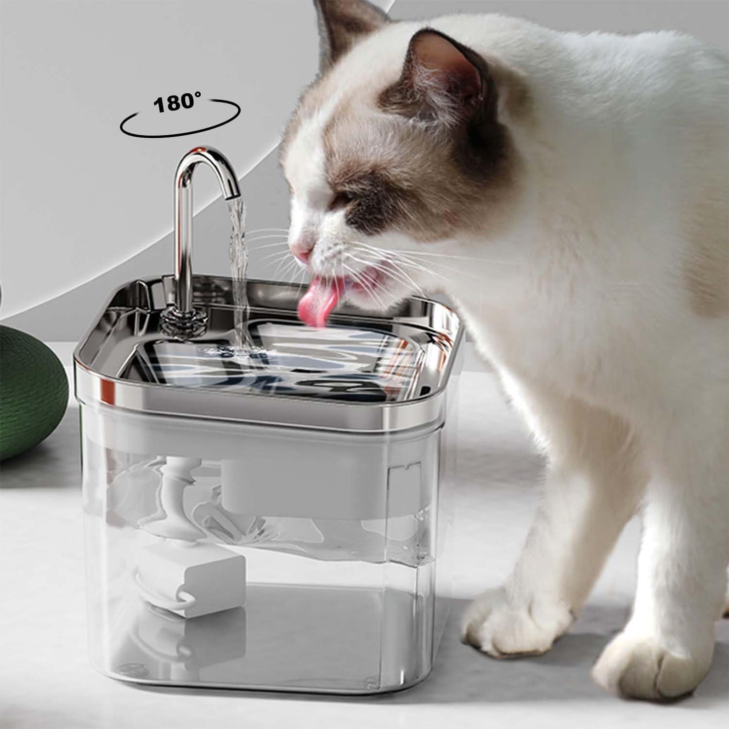 Cat Water Fountain, 74OZ/2.2L Stainless Steel Cat Drinking Fountain with Ultra Quiet Pump, for Cats Dogs Indoor