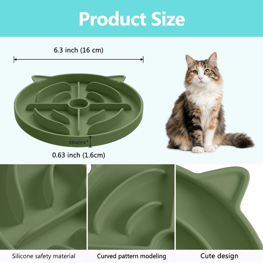 2 Pcs Silicone Slow Feeder Cat Bowl, Cat Slow Feeder for Food Training, Interactive Puzzle Bowls for Puppy, Kitten Dishes to Prevent Overeating, Treat Toys Suitable for Dry and Wet Food