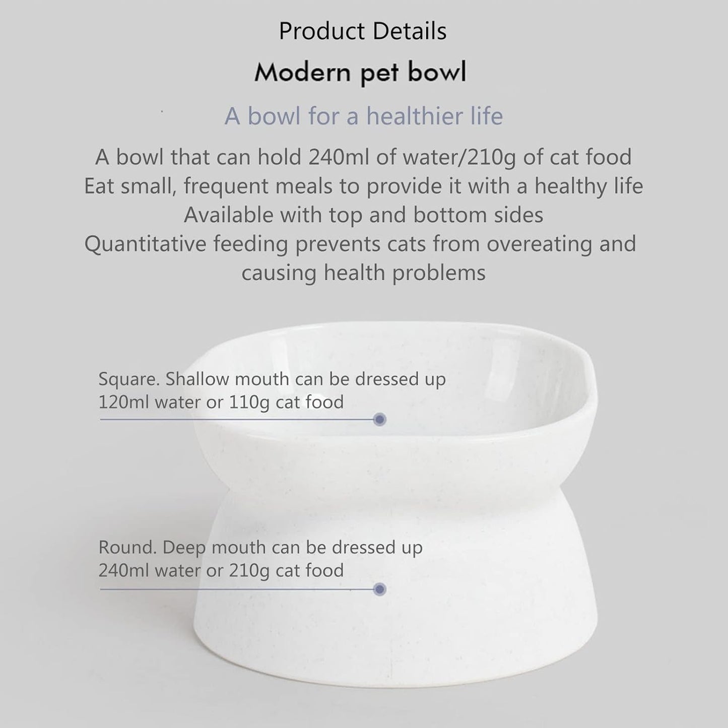 Cats Food Bowls Elevated Cats Bowls for Food and Water with Base Stand Bowl 10° Raised Single Bowl Elevated Dog Bowls