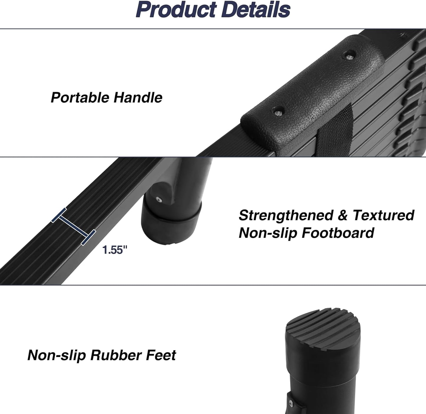 BOCOM 14.5 FT Aluminum Telescoping Ladder, Lightweight Multi-Purpose Collapsible Extension with 2 Triangle Stabilizers, Heavy Duty 330 lbs Max Capacity, Ideal for Home, RV, and Outdoor Work Black
